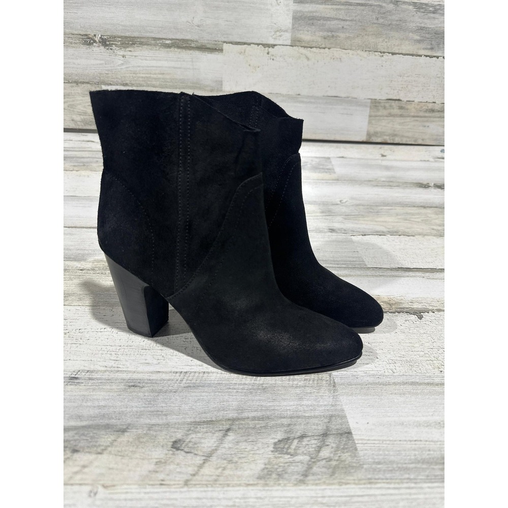 Vince Camuto Ankle Boots Womens 9M Black Suede Pointed Toe Block Heel EUC